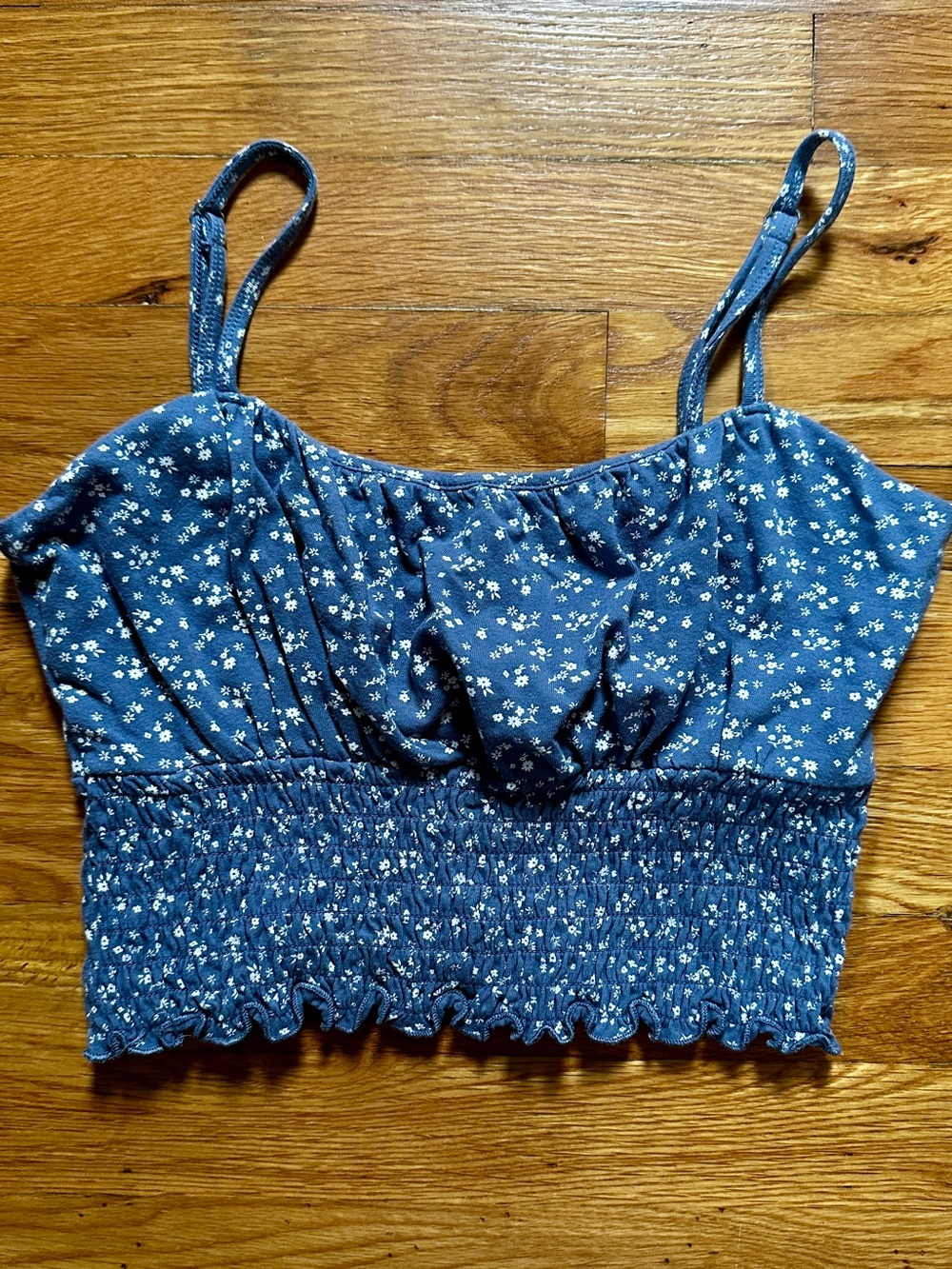 Hollister Blue Floral Smocked Crop Top
